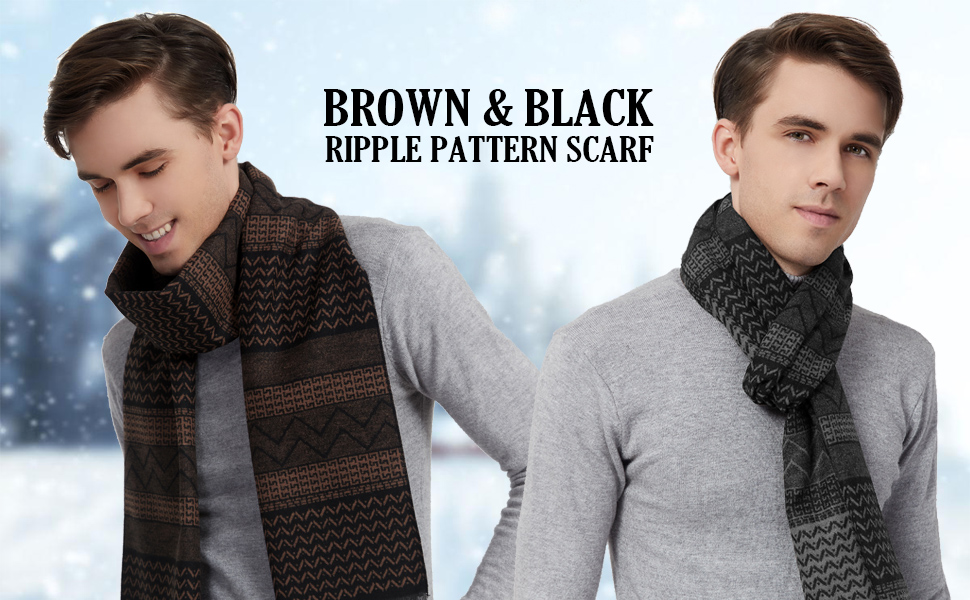 EINSKEY Men's Winter Scarf, 2Pack Warm Cashmere Feel Wool Blend Tassel