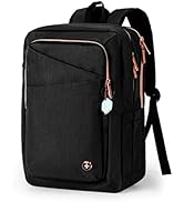 Swissdigital Design Katy Rose Backpack For Women Black with Rose Gold-Tone Zippers College Travel...
