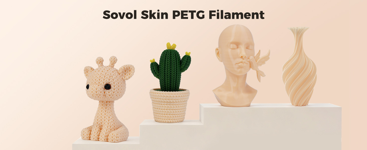 Sovol 3D Printer PETG Filament 1.75mm 1KG (2.2lbs), High Precision, Strong Toughness, Wiring Tightness, Dimensional Accuracy +/- 0.03 mm, 3D Printing PETG Filaments, Skin 13 6