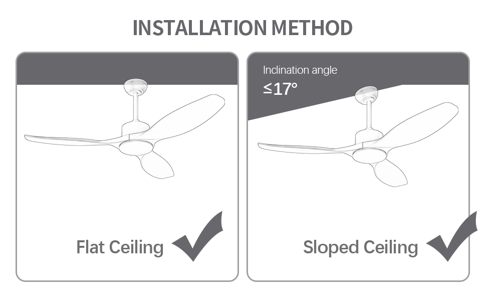 Wozzio Ceiling Fan 52" Ceiling Fans with Lights Remote