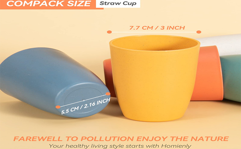 PTNITWO Wheat Straw Cups 6 PCS Plastic Cup，Unbreakable