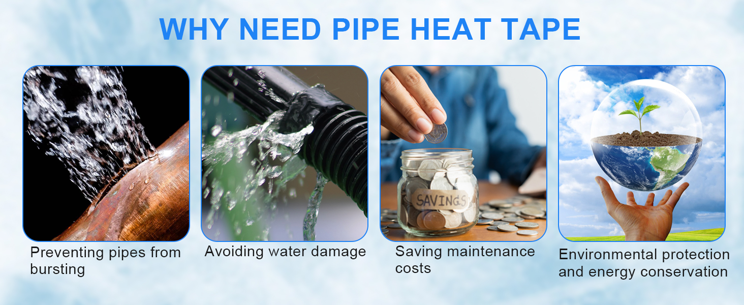 HEATIT 5JHSF 6Ft Versatile SelfRegulating Heat Tape for Metal, Plastic Home Pipes and RV, Water