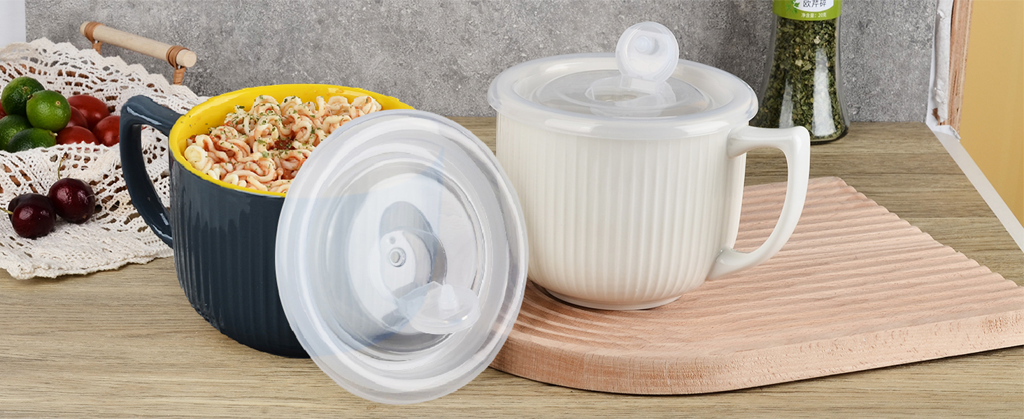 Soup Bowls, Ceramic 32 Ounce Soup Mug with Handles, 2packs