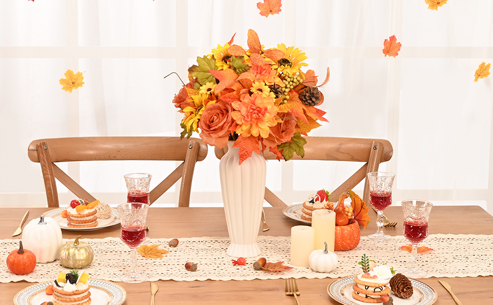 BLEUM CADE 2 Bundles Fall Artificial Flowers Bouquet with