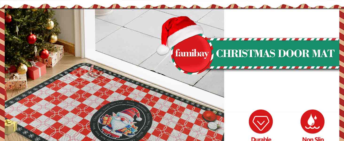 famibay Christmas Doormat Outdoor Indoor 32x47 Inch Burlap