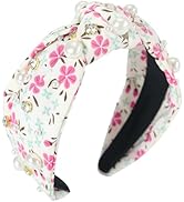 Gmmidea Floral Knotted Headbands for Women Girls Spring Summer Pearl Rhinestone Jeweled Hairband ...