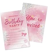 HOMANGA Birthday Party Invitations for Girls, 20Pcs Birthday Invitation Cards with Envelopes, Pin...