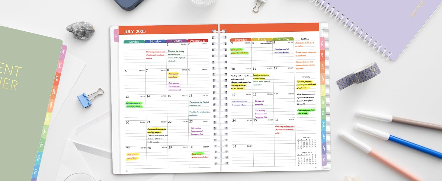 Student Planner 2025-2026, SUNEE Academic Weekly & Monthly Planner