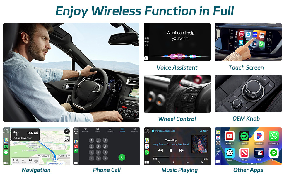 Wireless Apple CarPlay Adapter for All Cars with OEM Wired