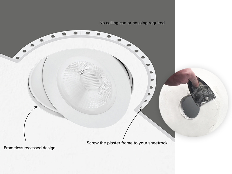 integrated led, rotatable gimbal, dimmable