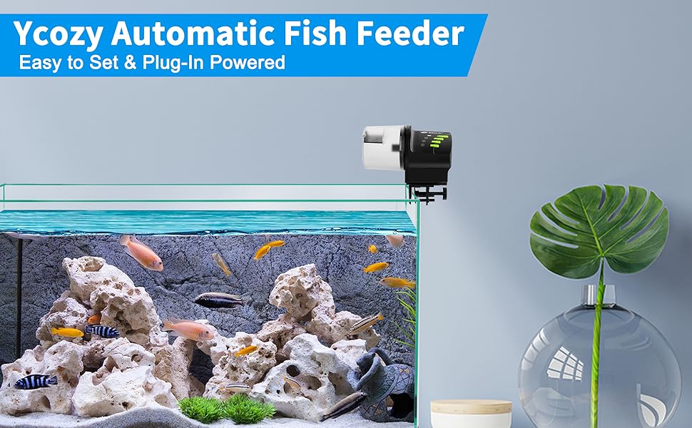 Ycozy Automatic Fish Feeder for Aquarium Auto Food Dispenser with Timer
