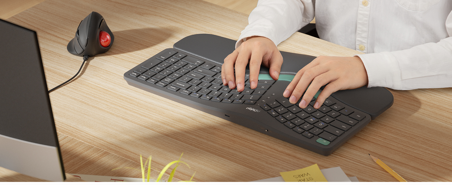 Nulea Wireless Ergonomic Keyboard, Split Keyboard with Cushioned Wrist
