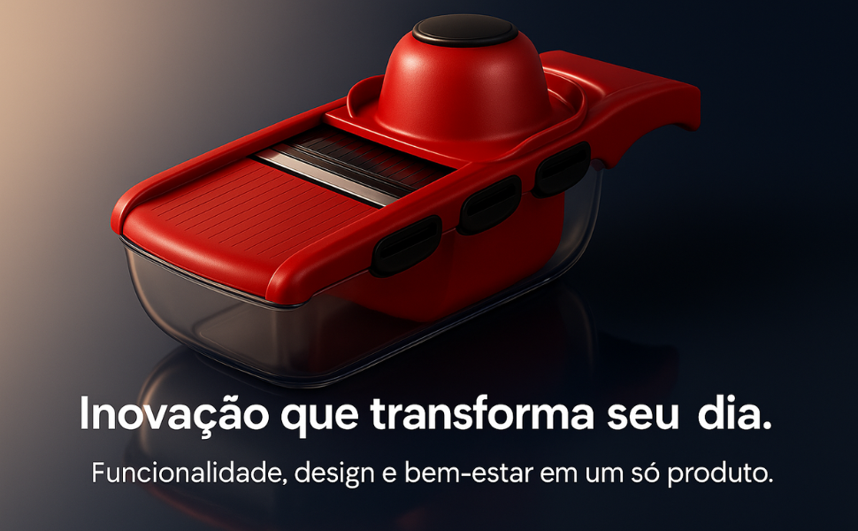 produto premium, design elegante, inovação na cozinha, mandolin 6 em 1, destaque visual