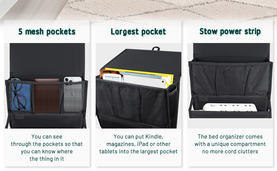 AKAYOK Bedside Caddy Hanging Bed Organizer Storage Bag