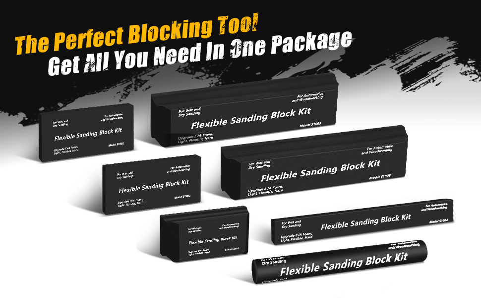 Sanding Block Kit 7 Piece Flexible EVA Foam Wet or Dry Auto Body Hand