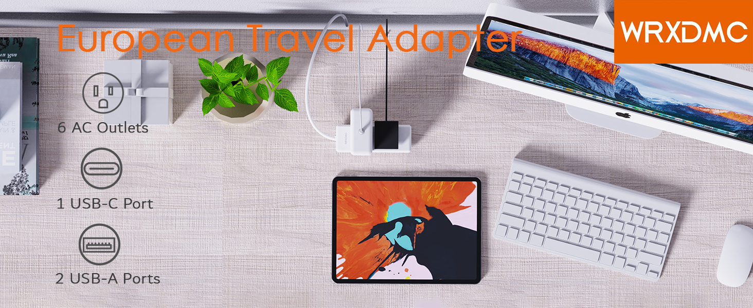 European Travel Plug Adapter with USB