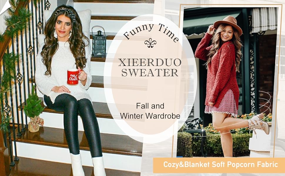 XIEERDUO Womens Sweaters for Spring 2023 Long Sleeve Oversized Tunic