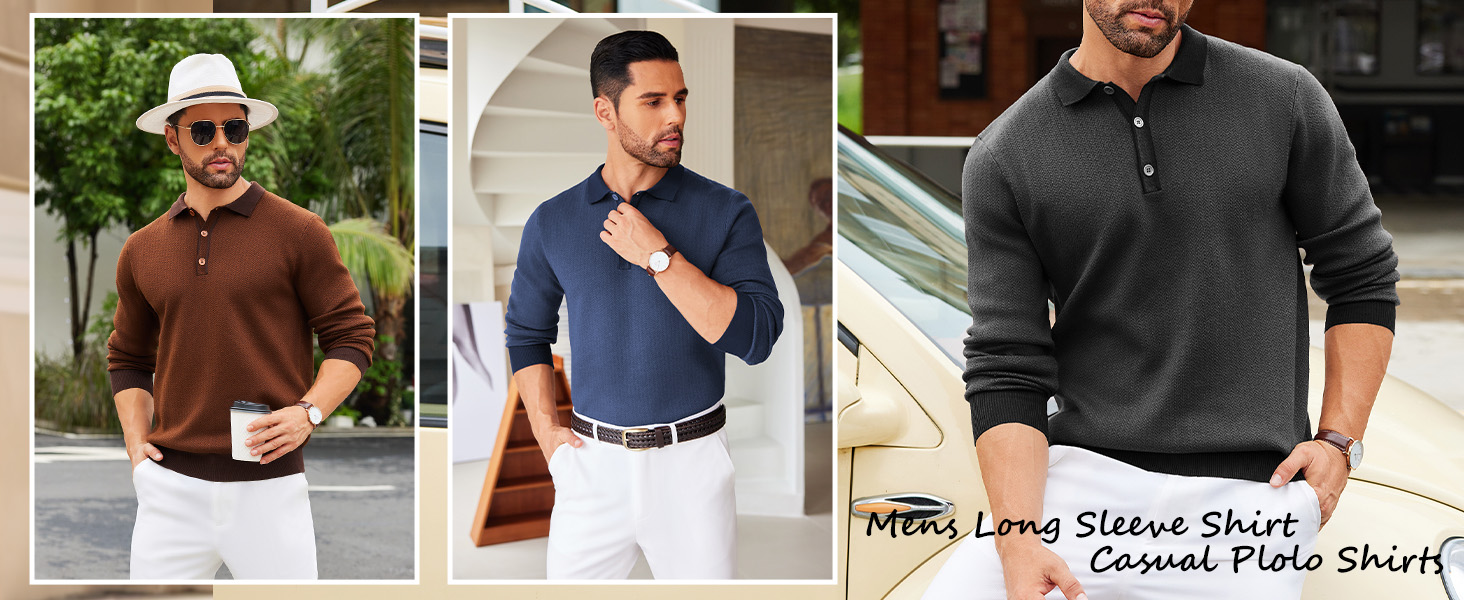 men long sleeve polo shirt