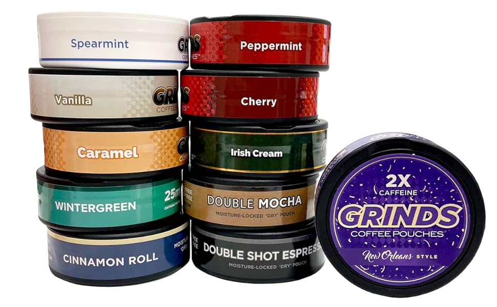 Grinds Coffee Pouches 6 Cans of Spearmint Tobacco Free