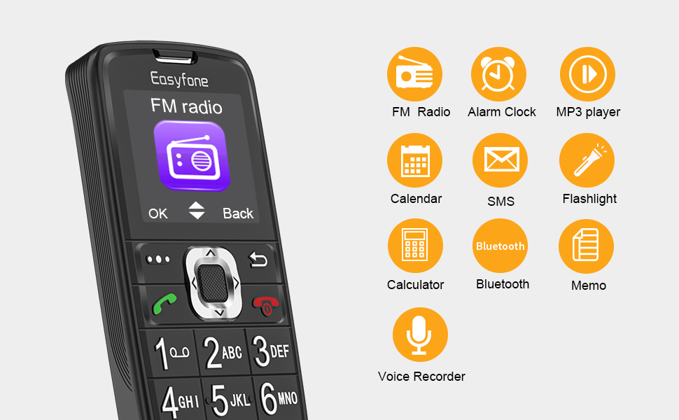 Easyfone PrimeA6 4G Unlocked Big Button Mobile Phone for Seniors, Easy