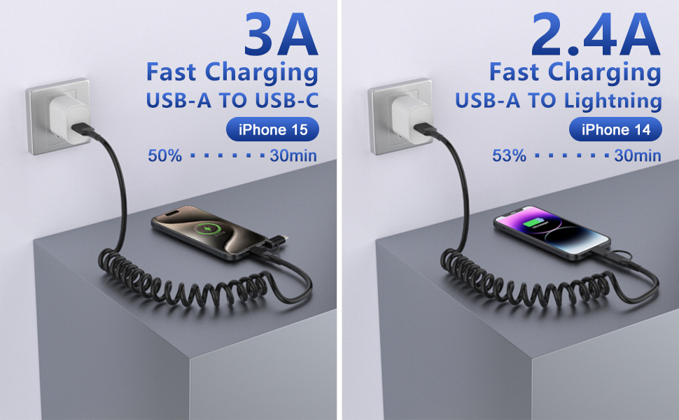 USB to USBC and Lightning Cable 2 in 1 Support Apple