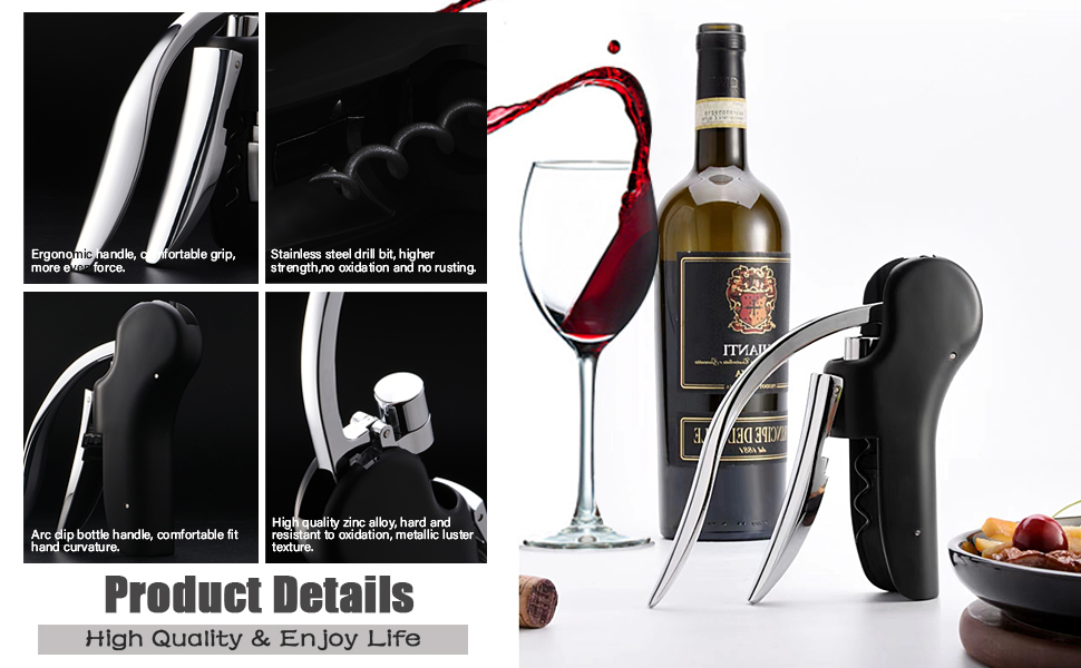OBALY Wine Opener Set, Screwpull Levers Stainless Steel Compact