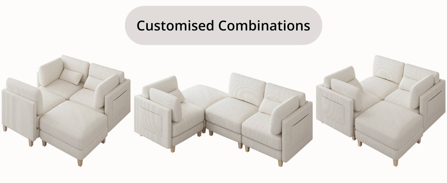 L-Shaped Modular Sectional Sofa for Living Room