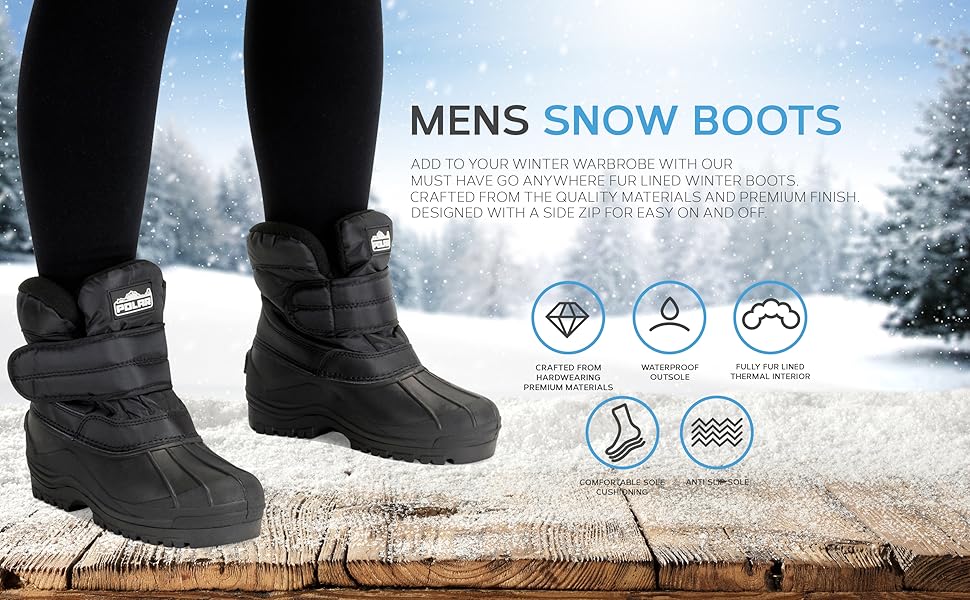 Polar Mens Nylon Snow Hiking Thermal Outdoor Single Strap Stable Mucker Boots 12 MENS SNOW BOOTS