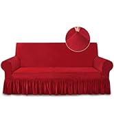 NICEEC Sofa Cover Super Soft 1-Piece Red Sofa Slipcover for Sofas Stretch Universal Spandex Couch...