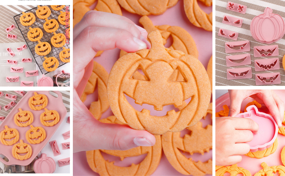 PTaizjjz Halloween Cookie Cutter Set 14 pcs 3D Plastic Pressable