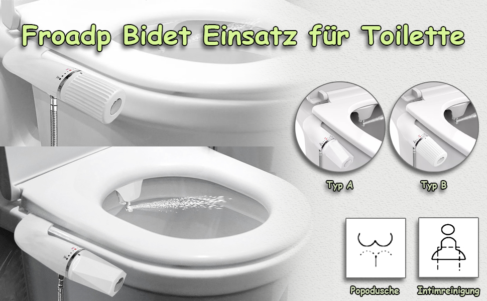 Froadp 38x31cm Ultraslim Bidets Aufsatz ABS Bidet Einsatz für Toilette