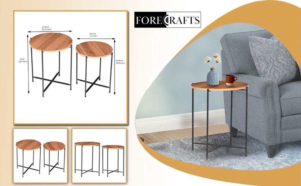 FORECRAFTS Round End Coffee/Side Coffee Table