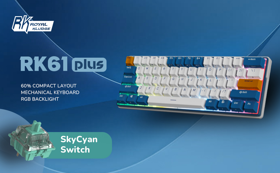RK ROYAL KLUDGE RK61 Plus Wireless Mechanical Keyboard, Bluetooth/2.4G ...