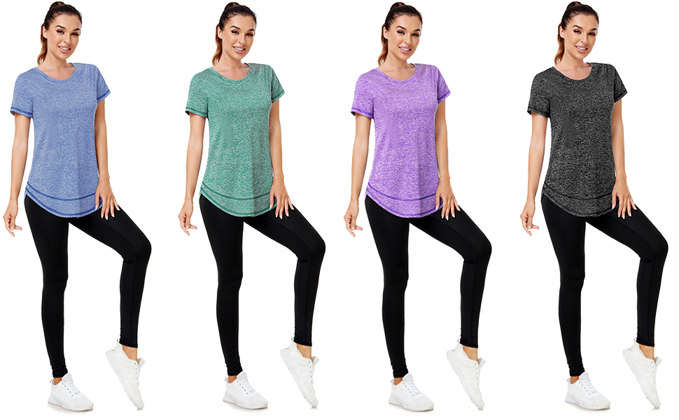 Material: 95% Polyester, 5% Spandex, The fabric of this workout shirt is breathable