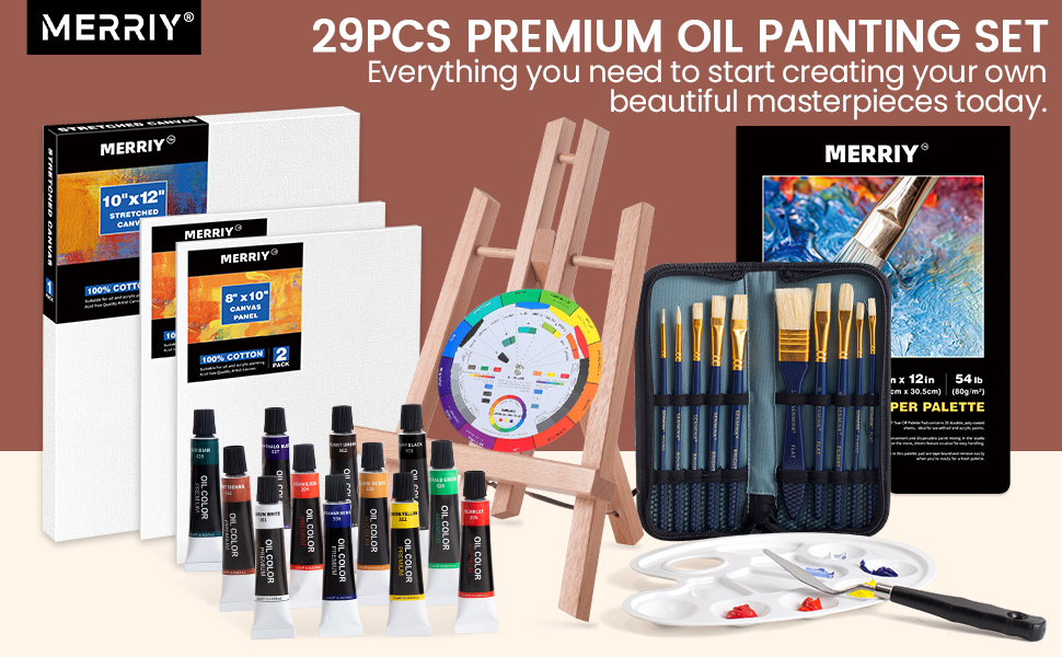 MERRIY Artist Oil Painting Set, Oil Painting Supplies Kit with Tabletop