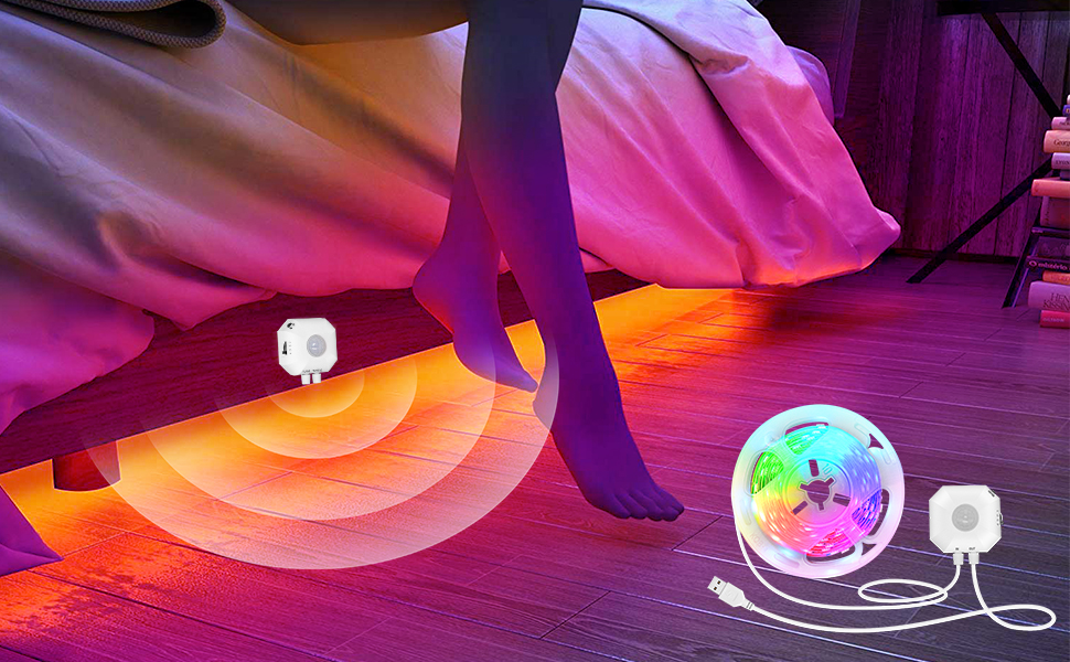 Daymeet Motion Sensor LED Strip Lights, 16.4ft RGB Motion Activated