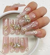 96PCS Extra Long Square Press on Nails – 4 Box Fake Nail Set with 3D Designs | False Nail Tips fo...