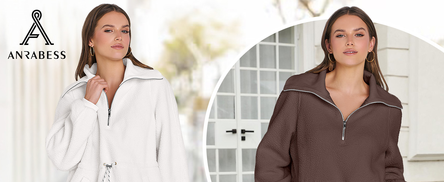 Womens Warm Sherpa Fleece Sweatshirt