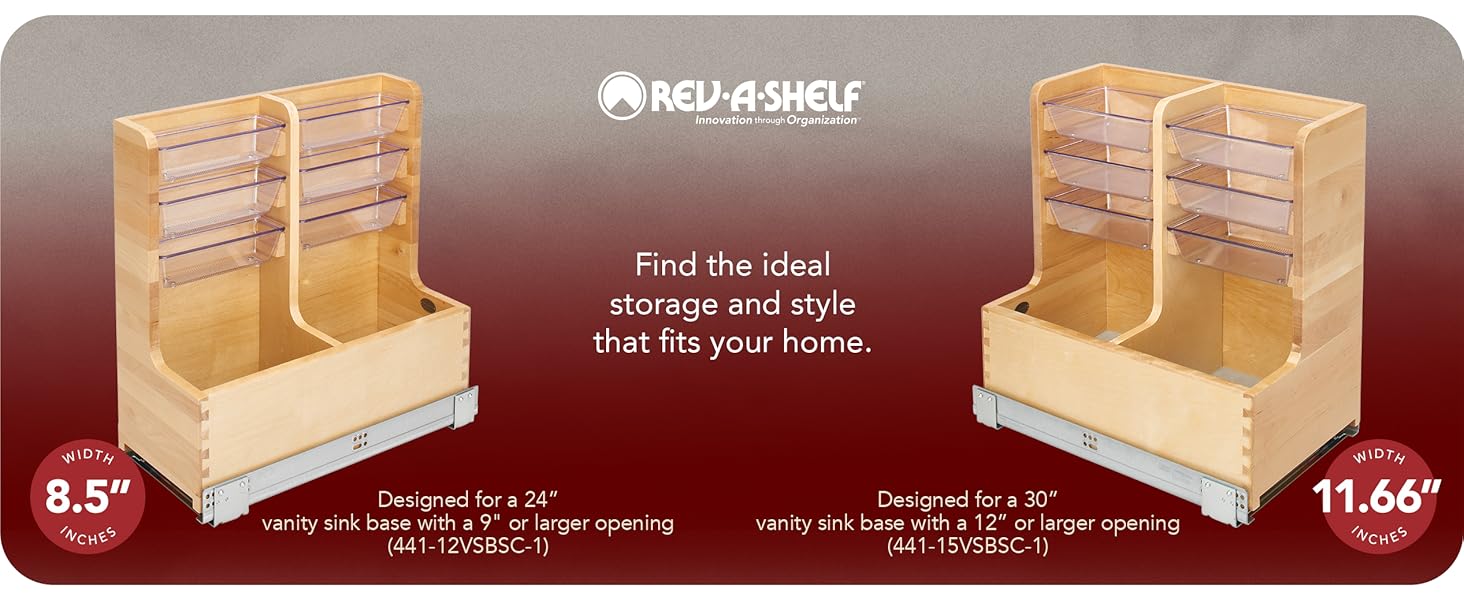 Rev-A-Shelf 30" Wood Vanity Base Cabinet Organizer w/ Soft-close, 441-15VSBSC-1