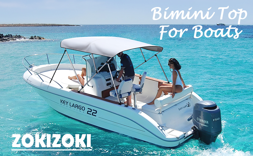 Zokizoki 3 Bow 4 Bow Bimini Top Cover for Boat, 600D Canvas