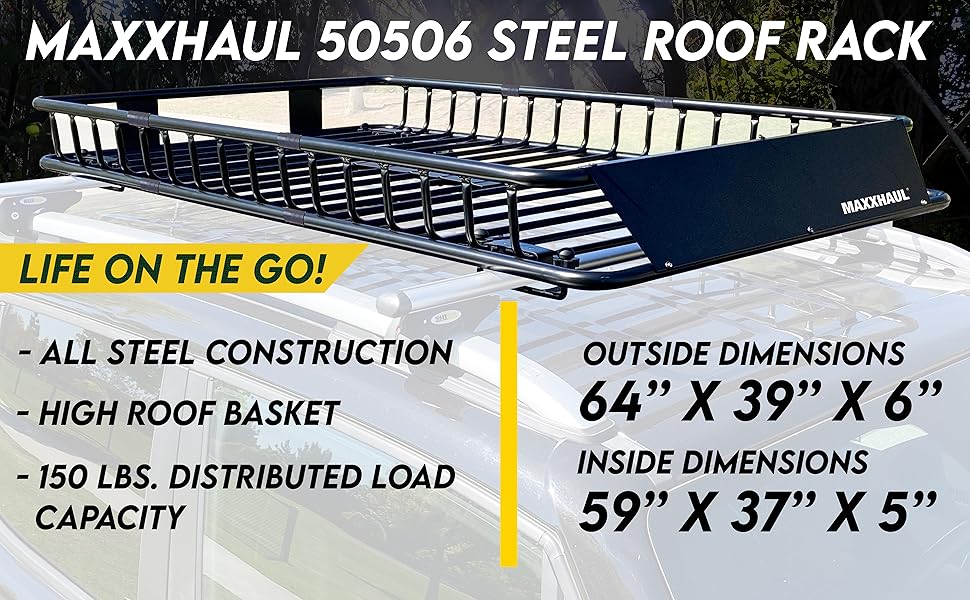 MAXXHAUL 50506 64" x 39" x 6" HeavyDuty Universal Steel Roof Rack