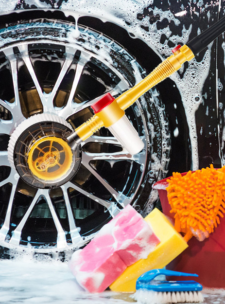 Amazon.com: Cepillo giratorio para lavado de autos, cepillo de lavado de autos con mango largo, kit de espuma automática para lavado de autos con cepillo de limpieza de automóvil, pistola de lavado