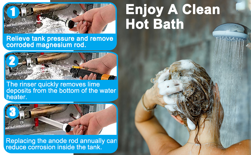 5Pack RV Water Heater Anode Rod & Flush Wand with Hex Wrench Socket