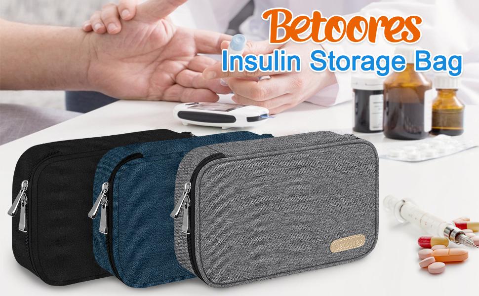 Betoores Diabetic Supplies Bag, Portable Diabetic Kits Organizer Bag Wallet for Blood Glucose