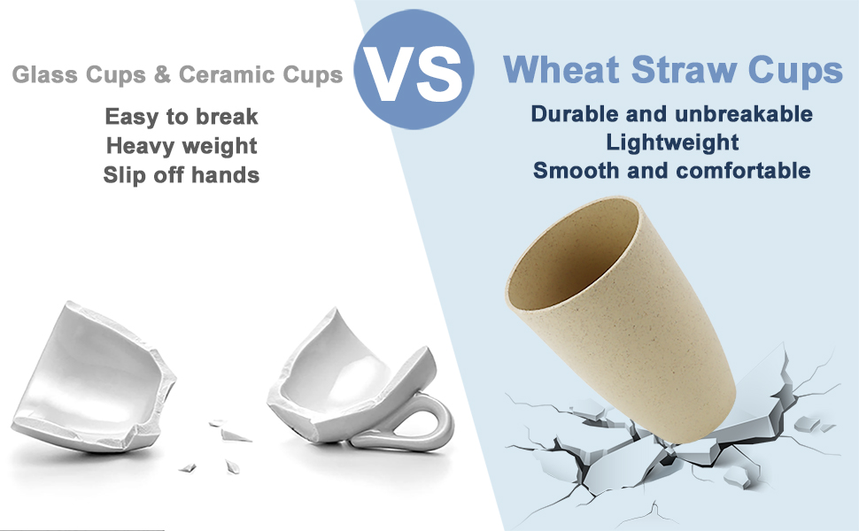 BUSOKIP Wheat Straw Cups 20 OZ Set of 6, Unbreakable