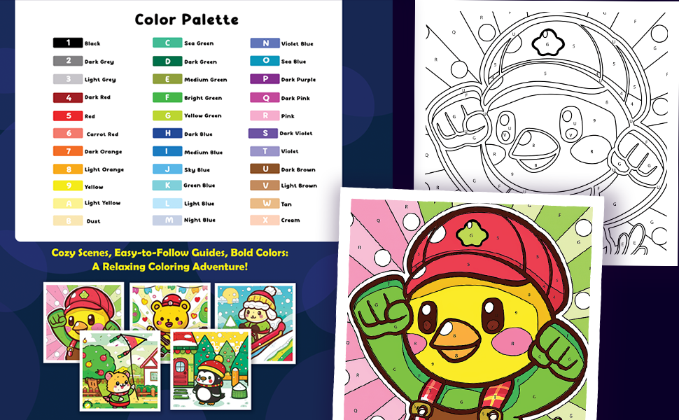 Color By Number Bold & Easy Cozy Moments Adorable Coloring