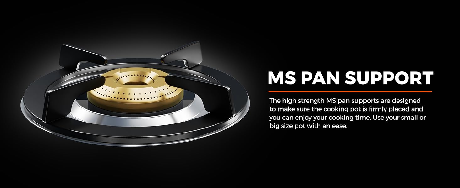 Surya Flame 3 Burner LPG Gas Stove with ms pan support