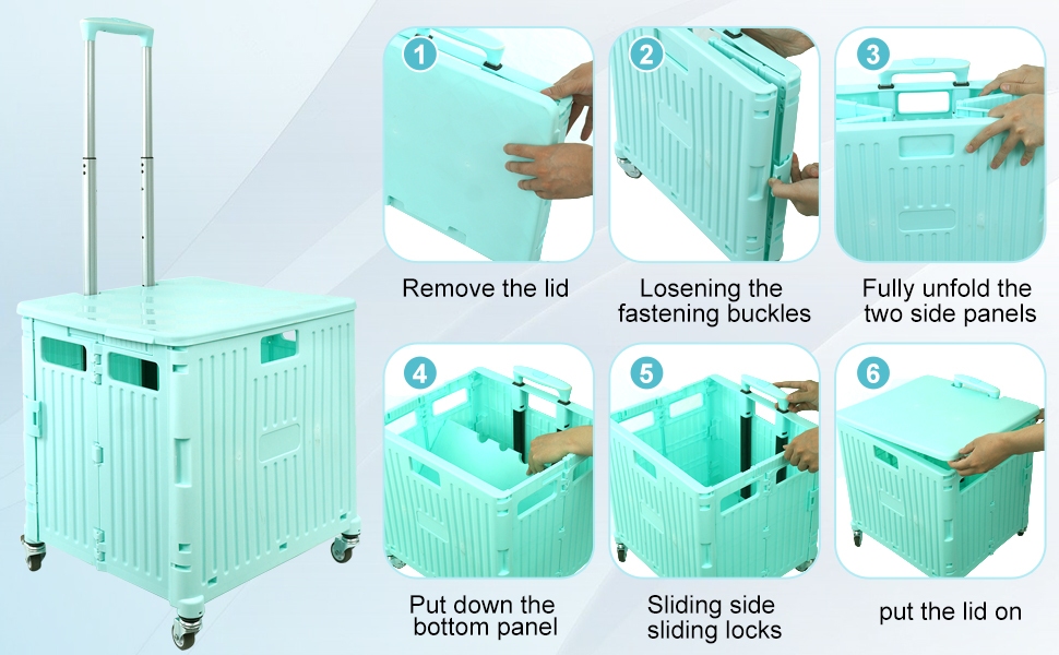 Foldable Utility Cart with Wheels, Collapsible Rolling Cart