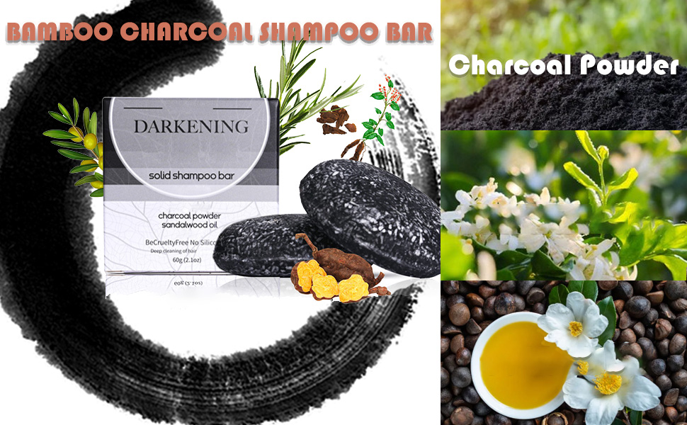 Barra de xampu de carvão de bambu – limpeza profunda, cabelo seco hidratante com sabão sólido natural