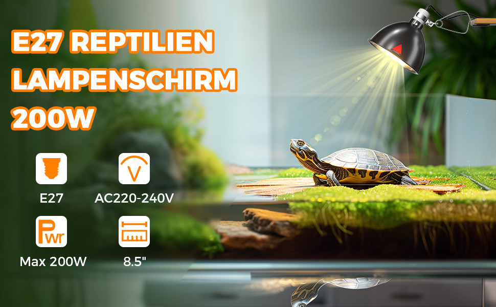   E27 Reptilien -Terrarium -Wärmelampenbuchse 200 -W -Dome -Lampenschirm